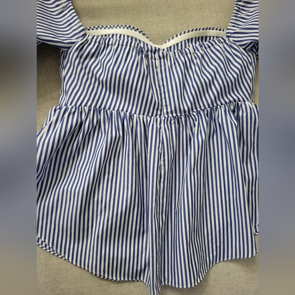 Sweet heart off-shoulder pinstripe baby doll top XS Buffalo - Picture 5 of 7